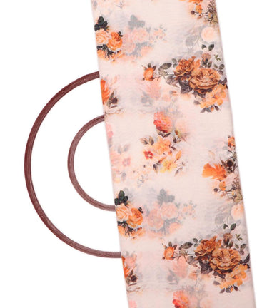 white colour flower print chanderi fabric 1
